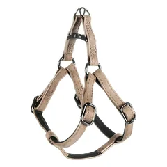 Flamingo Harness Step&Go Deluxe Taupe - įsegamas dirželis šunims, pagamintas iš ekologiškos odos, su neopreno pamušalu, Szare / M — 2 nuotrauka