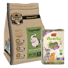 KORONA NATURY Natural-Vit maistas šinšiloms 750g + VITAPOL Šienas stambiems graužikams 800g nuotrauka
