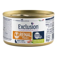Exclusion Renal Diet Phase I konservai katėms su kiauliena, žirniais ir ryžiais, 85 g