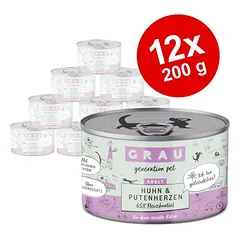 GRAU Adult begrūdis drėgnas maistas katėms, ekonominė pakuotė 12 x 200 g