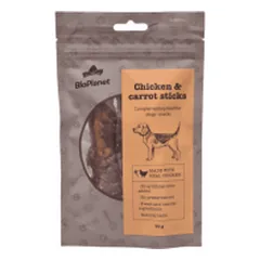 BioPlanet Chicken & Carrot Sticks skanėstai šunims, 70 g parduotuvėje pet24.lt