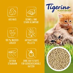 Tigerino Plant-Based kukurūzų kraikas katėms – Sensitive, be kvapo, 14 l (8,8 kg) — 3 nuotrauka