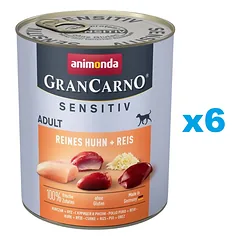ANIMONDA GranCarno Sensitiv Pure Chicken&Rice 6x800 g vištiena su ryžiais jautriems suaugusiems šunims