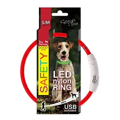 Dog Fantasy Collar LED Nylon Red 45cm raudonas nailono antkaklis šunims