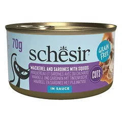 SCHESIR Grill Sardinės ir skumbrė padaže 70 g drėgnas maistas katėms