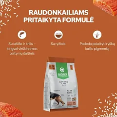Visų dydžių ir amžiaus grupių raudonkailių šunų sausas pašaras su lašiša, kriliu ir ryžiais, 4 kg — 3 nuotrauka