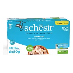 Schesir Complete Nutrition Filet drebučiuose, drėgnas maistas katėms, ekonominė pakuotė 24 x 50 g