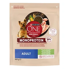 PURINA ONE Monoprotein Adult Mini Small Turkey 800 g turtinga su kalakutais, sausas maistas šunims