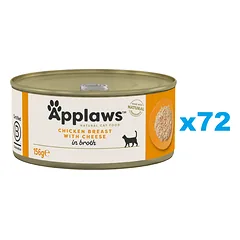 APPLAWS Cat Adult Chicken Breast with Cheese in Broth vištienos krūtinėlė su sūriu sultinyje 72x156 g
