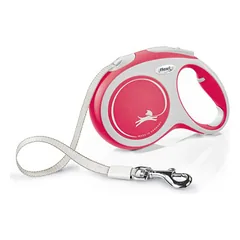 Flexi New Comfort L Tape 5 m, Raudona įtraukiama juostinė pavadėlė šunims iki 60 kg