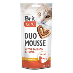 Brit Care Cat Creamy Duo Mousse with Salmon and Tuna tyrelės skanėstai katėms 56 g