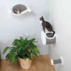 Trixie Cuddly Cave For Wall Mounting guolieta katėms su sizalio draskykle ir pliušiniu užvalkalu, kreminės spalvos, 42 × 29 × 28 cm — 2 nuotrauka