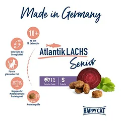 Happy Cat Senior su Atlanto lašiša, sausas maistas katėms, < 1,4 kg — 2 nuotrauka
