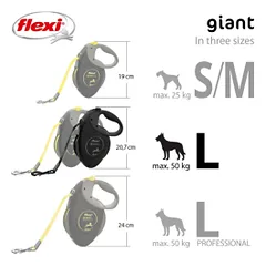Flexi Black Design Giant juostinis, juodas pavadėlis šunims, L, 8 m — 4 nuotrauka
