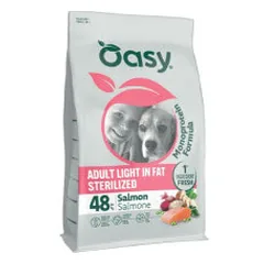 Oasy Monoprotein Adult Light sausas pašaras su lašiša viršsvorį turintiems šunims