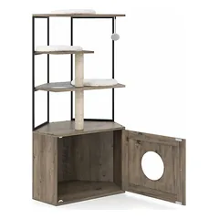Kačių tualeto spintelė, 2 draskyklės, Ruda/juoda, 78 × 50 × 138 cm — 4 nuotrauka