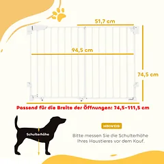 Apsauginiai varteliai laiptams 74,5–111,5 cm, automatiškai užsidarantys, balti — 3 nuotrauka
