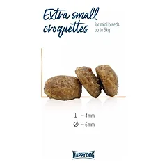 Happy Dog XS Mini Japan visavertis pašaras mažų veislių suaugusiems šunims su upėtakiais ir jūrų dumbliais, 1,3 kg — 4 nuotrauka