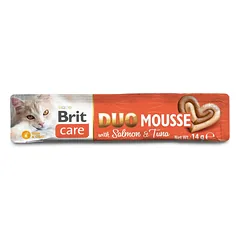 Brit Care Duo Mousse kreminiai skanėstai katėms su lašiša ir tunu 4 x 14 g