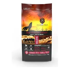 AMBROSIA grain-free Beef & Fresh Salmon Adult, begrūdis jautienos ir šviežios lašišos sausas maistas šunims 1kg. – 12kg.