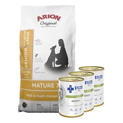 ARION Original Original Mature 7+ Senior Medium & Large Chicken sausas maistas šunims 12 kg + ENZO VET Atkūrimo dieta šunims 3x400g