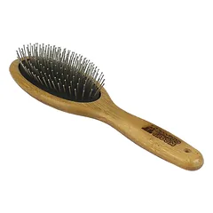 Bamboo Groom ovalus smeigtukų šepetys - bambukinis šepetys su metaliniais smeigtukais, skirtas didelių veislių šunims ir katėms