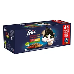 Felix "Doppelt lecker - So gut wie es aussieht" drėgnas maistas katėms, ekonominė pakuotė 88 x 85 g