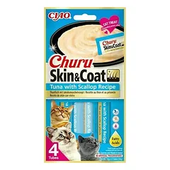Churu Cat Skin & Coat tunas ir midijos 12x56 g - katės piurė