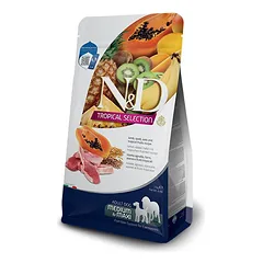 Farmina N&D Dog Tropical Low Grain Adult M/L mažgraudžių sausas maistas šunims su ėriena ir tropiniais vaisiais, 2 kg