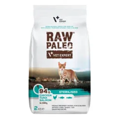 VetExpert Raw Paleo Sterilised sausas pašaras su vištiena, tunu ir lašiša katėms - Pet24