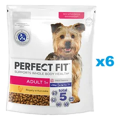 PERFECT FIT Adult 1+ sausas visavertis pašaras suaugusiems mažų veislių šunims su daug vištienos 6x825 g