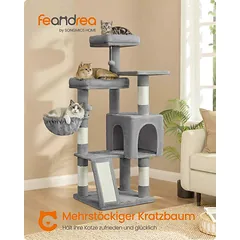 Kačių draskyklė FEANDREA PCT012GD01, 4 draskyklės, 3 platformos, 48 × 48 × 136 cm — 2 nuotrauka