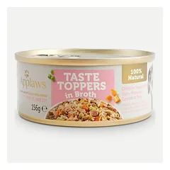 Applaws Dog Taste Toppers In Broth vištienos krūtinėlė su kumpiu, moliūgu, morkomis ir žirneliais sultinyje papildomas maistas šunims su vištienos krūtinėlės gabaliukais, kumpiu, moliūgu, morkomis ir žirneliais sultinyje, 156 g
