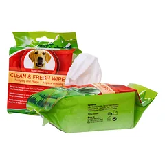BOGACARE CLEAN & FRESH WIPES DOG drėgnos valymo servetėlės šunims, 15 vnt.