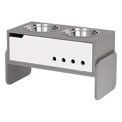Dubenėliai su stovu PawHut 62,5x30x36,5cm., baltos/pilkos spalvos