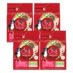 PURINA ONE Svorio kontrolė/Sterilizuoti vidutinio dydžio/dideli šunys Maistas, turtingas kalakutiena su ryžiais 4x2,5 kg