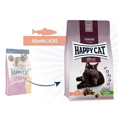 Happy Cat visavertis pašaras sterilizuotoms katėms su lašiša Sterilised Atlantik Lachs, 300 g