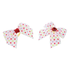 Blovi Bows Polka 25 vnt. - taškuoti kaspinai šunims, ant elastinių juostelių, Białe / 25szt — 2 nuotrauka
