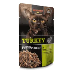 Leonardo Pulled Beef konservai su kalakutiena ir plėšyta jautiena katėms - Pet24