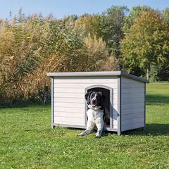 Trixie šunų būda Classic: Natura su plokščiu stogu, Dydis L: B 116 x T 79 x H 82 cm, pilka — 4 nuotrauka