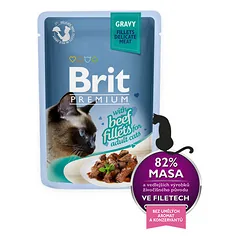 Brit Premium Cat Delicate filė padaže su jautiena, drėgnas maistas katėms 85 g