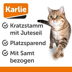 Karlie draskymo stulpas Atusa katėms, šviesiai pilka — 2 nuotrauka