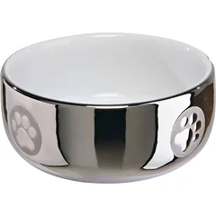 Trixie Cat Bowl Ceramic 0.3 L/Ø 11 Cm, Silver/White, keraminis dubenėlis katėms ir mažiems šunims, sidabrinis/baltas