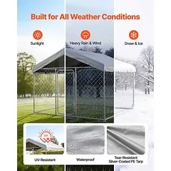 Lauko šunų voljeras VEVOR, 2 × 2 × 1,6 m — 3 nuotrauka