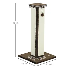 Draskyklė 81 cm su kabančiu kamuoliuku, sizalio stulpu ir pliušu, katėms iki 5 kg, kreminė/ruda — 3 nuotrauka