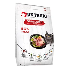 Ontario Cat Sterilised Lamb sausas maistas suaugusioms katėms sterilizuotoms su ėriena ir mažu grūdų kiekiu, 2 kg — 1 nuotrauka