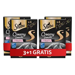 SHEBA Creamy Snacks kreminis skanėstas katėms su lašiša, 4 x 4 x 12 g