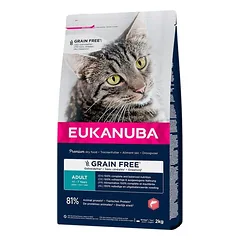 Eukanuba CAT Adult GRAIN FREE Salmon be grūdų sausas maistas suaugusiems katėms su lasiša, 2 kg