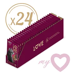 Pilnavertis konservuotas pašaras suaugusioms katėms su triušiena ir kalakutiena padaže MY LOVE 85g x 24 — 5 nuotrauka