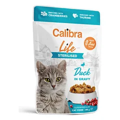 CALIBRA Cat Life pouch konservai maišeliuose sterilizuotoms katėms su antiena padaže, 85g
